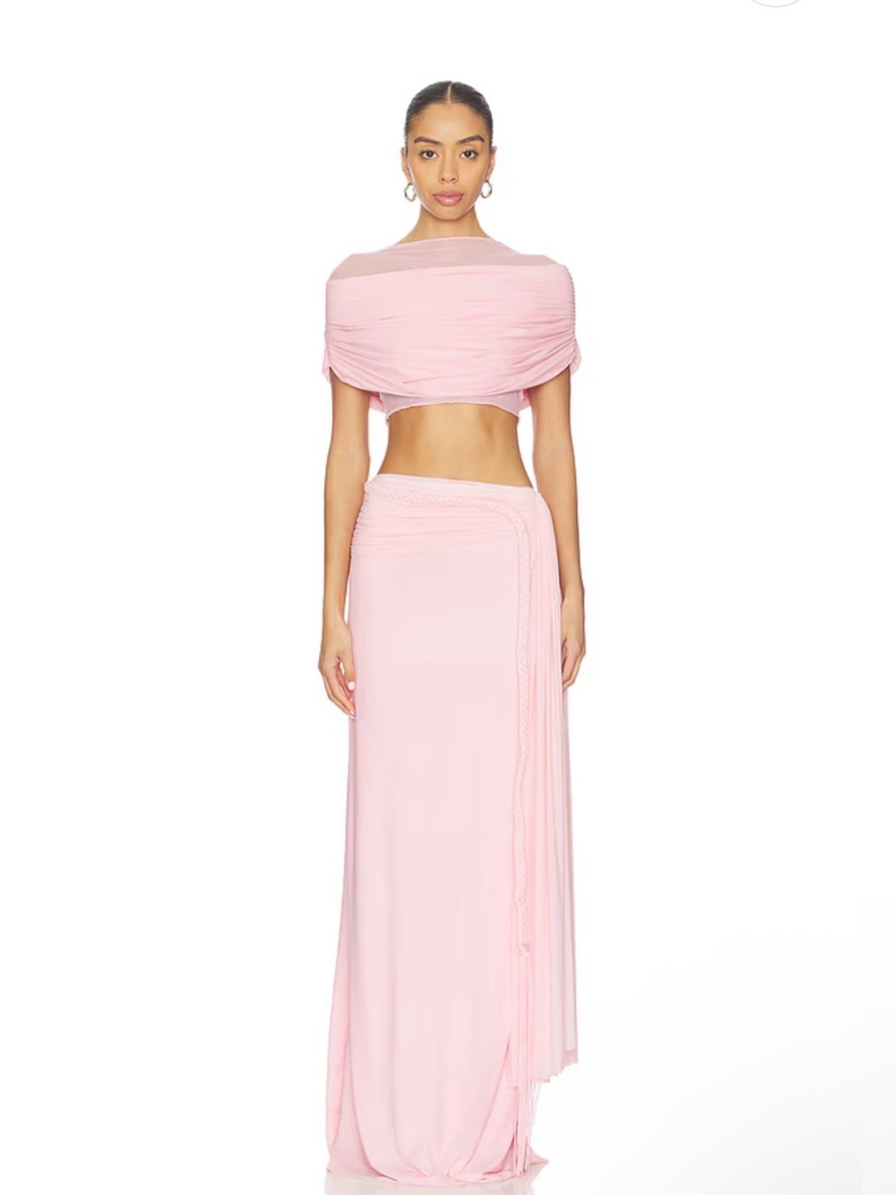 Deme by Gabriella Praia Baby Pink Draped Fringe Maxi Dress REVOLVE